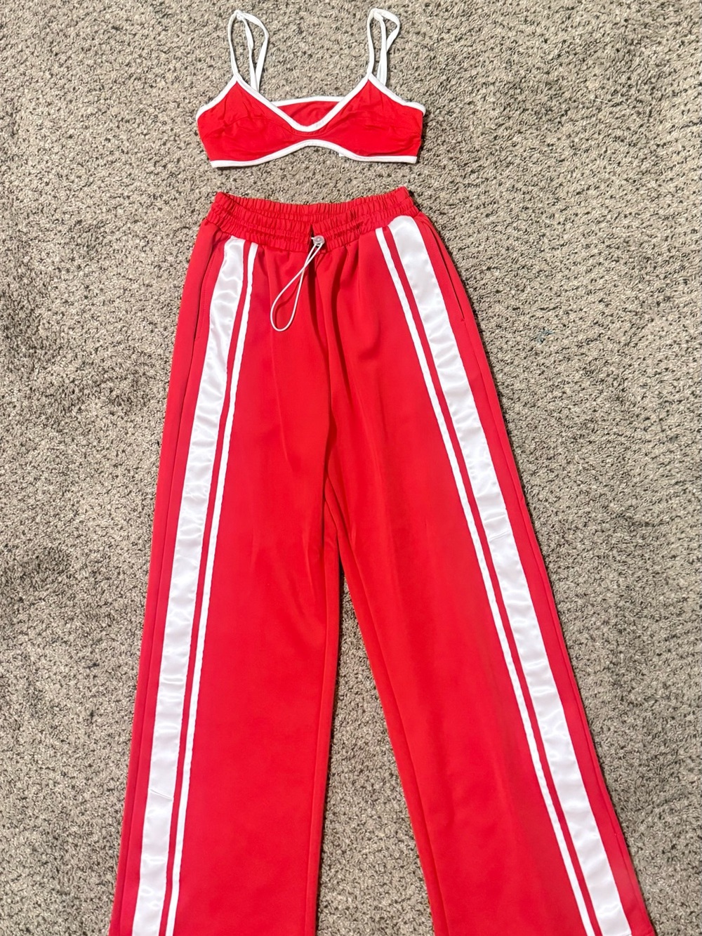 Red Track Pants Set